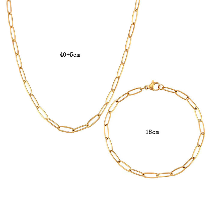 Collier de bracelets plaqués or 18 carats en acier inoxydable de couleur unie de style simple en gros