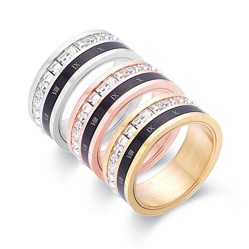 Anéis de strass embutidos em aço inoxidável com bloco de cores de estilo simples