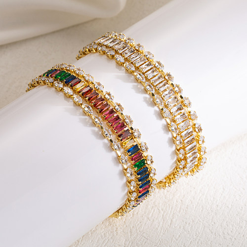Elegantes pulseiras banhadas a ouro 18K com zircão de cobre colorido
