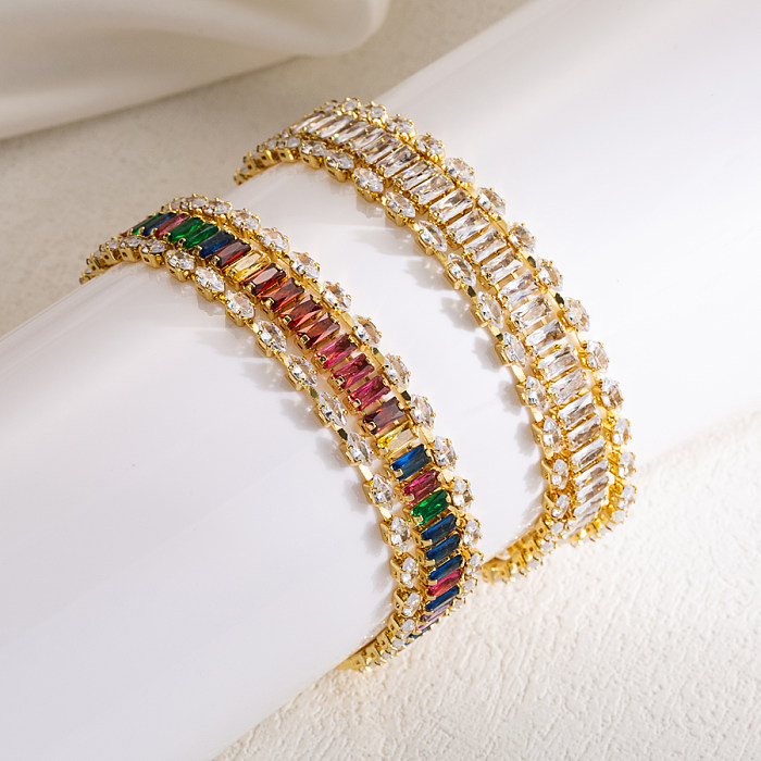 Elegant Colorful Copper Zircon 18K Gold Plated Bracelets