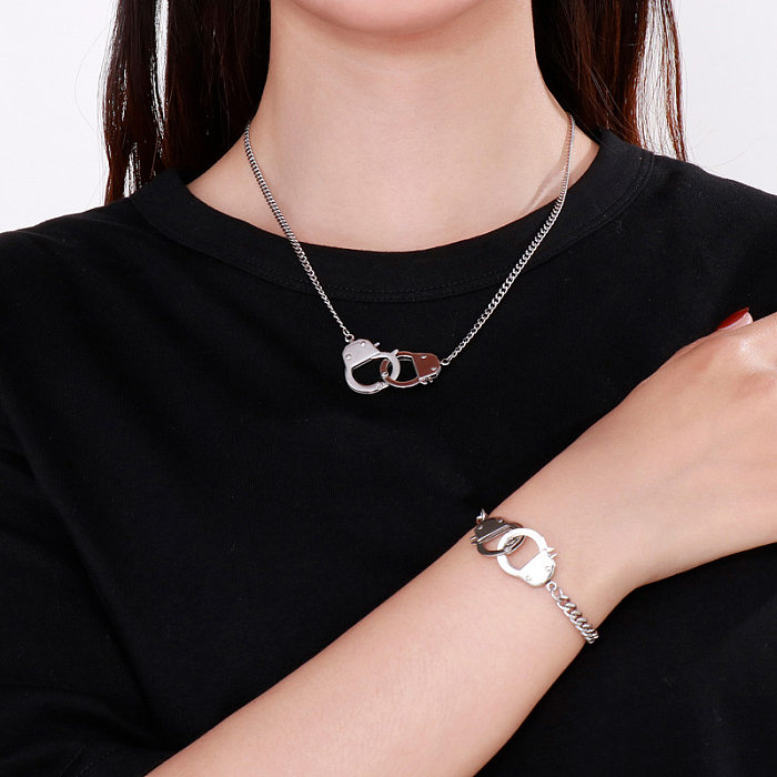 Conjunto de 2 peças de colar de pulseiras de aço inoxidável da moda