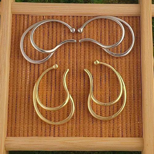 1 paire de boucles d'oreilles en cuivre plaqué géométrique de style simple