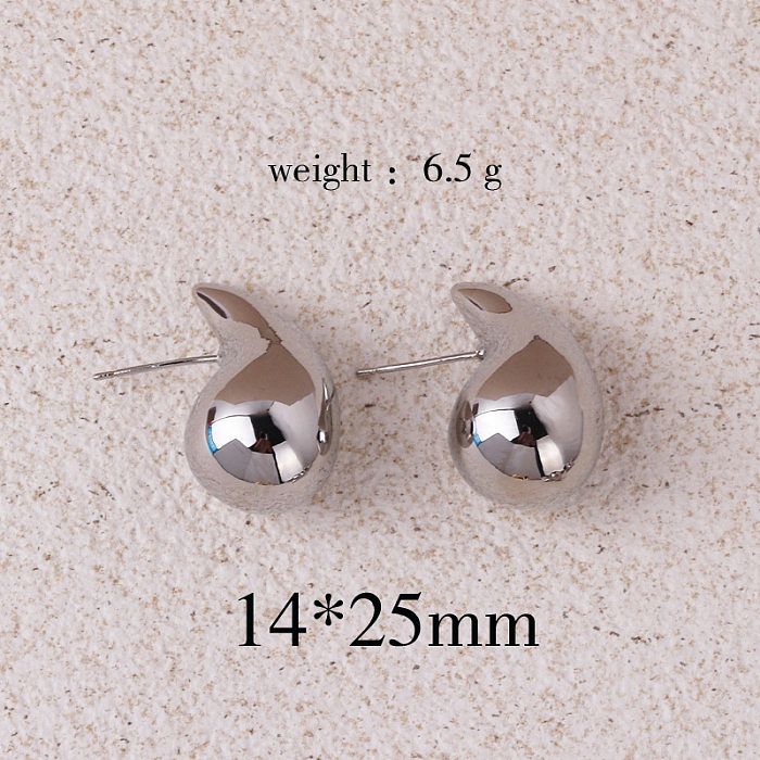 1 Pair Retro Lady Water Droplets Plating Copper Ear Studs
