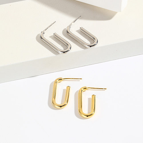 1 Pair Simple Style Square Plating Copper 18K Gold Plated Earrings