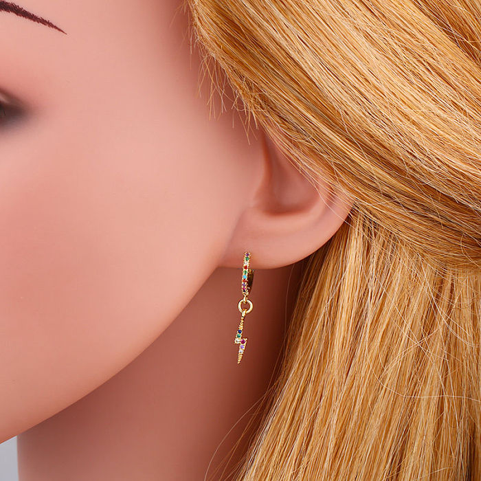 Fashion Simple  Lightning Earrings  Diamond Copper Earrings jewelry Wholesale