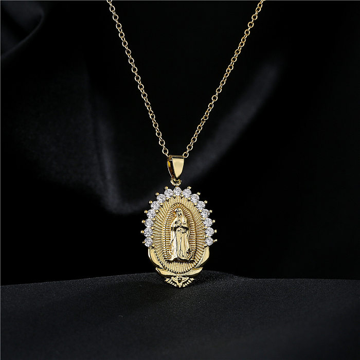 Collier avec pendentif vierge marie, plaqué or 18 carats, bijoux en Zircon, vente en gros, nouvelle collection