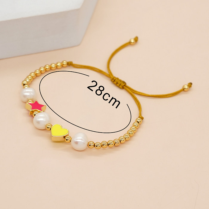 Bracelets tressés en émail perlé en cuivre en forme de cœur pentagramme de transport de Style Simple