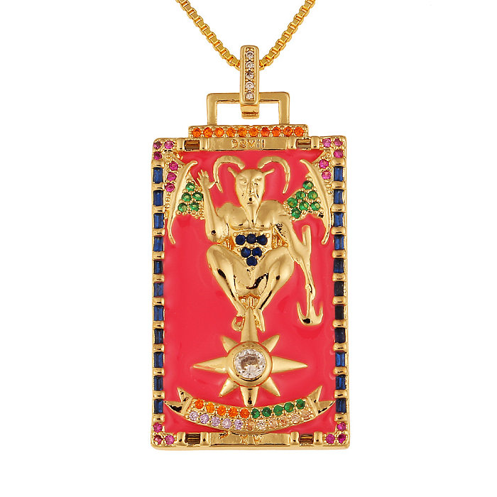 Fashion New Oil Drop Tarot Pendant Copper Zircon Necklace Wholesale jewelry