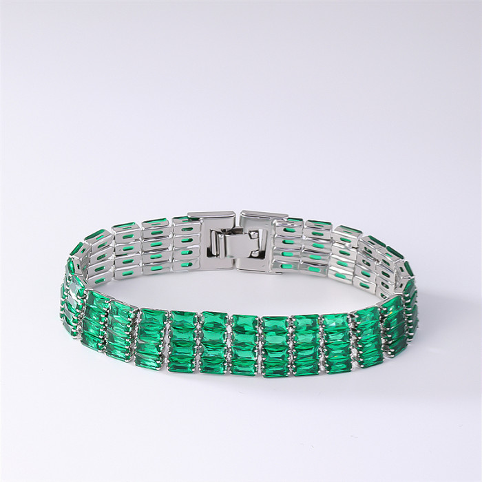 Bracelets en Zircon incrustés de placage de cuivre carré de Style coréen de Style Simple