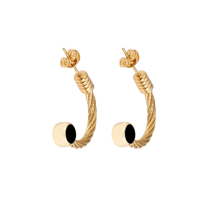 Schlichter Stil, Twist-Edelstahl-Emaille-Unisex-Ringe, Armbänder, Ohrringe