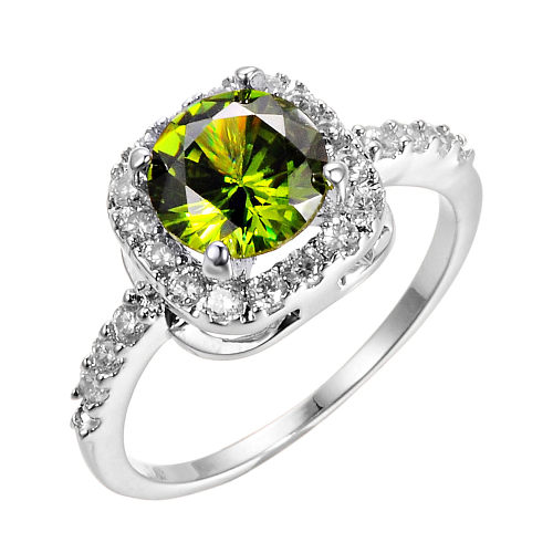 Elegant Glam Square Brass Inlay Artificial Gemstones Rings