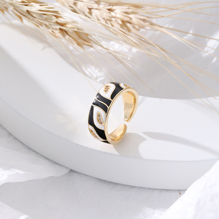 Offene Ringe mit 14-Karat-Goldplattierung, legere Blätter, mit Messingbeschichtung und Zirkoneinlage