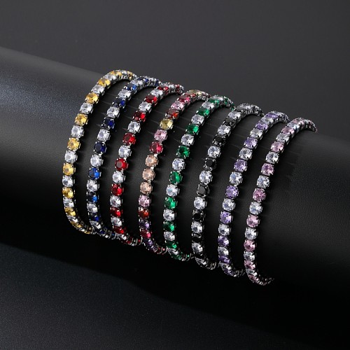 Casual Elegant Simple Style Round Square Copper Plating Inlay Zircon Bracelets