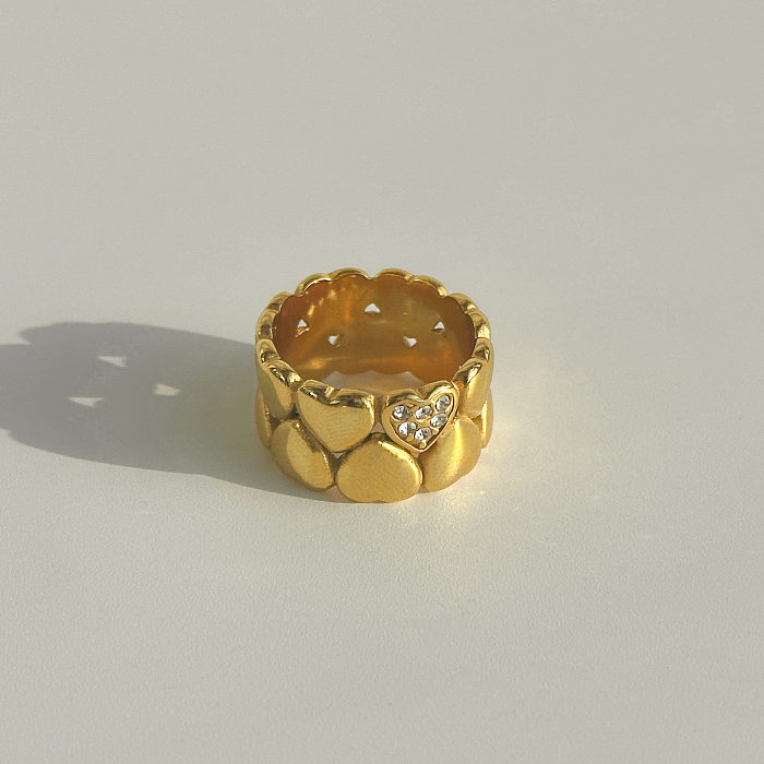 Wholesale Retro Heart Shape Titanium Steel 18K Gold Plated Rings