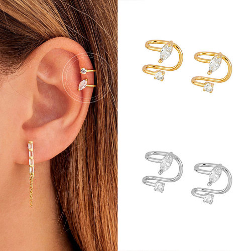Clip d'oreille en cuivre Non percé, Simple, Double couche, à la mode, Clip en os d'oreille unique 18k