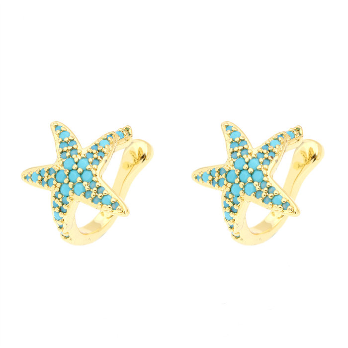 Fashion Starfish Copper Plating Zircon Ear Clips 1 Pair