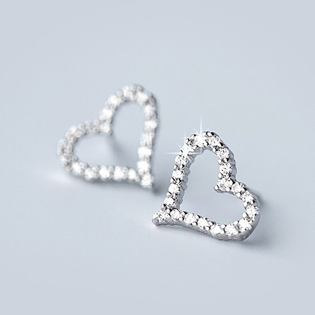 1 Pair Lady Heart Shape Copper Plating Inlay Artificial Gemstones Ear Studs