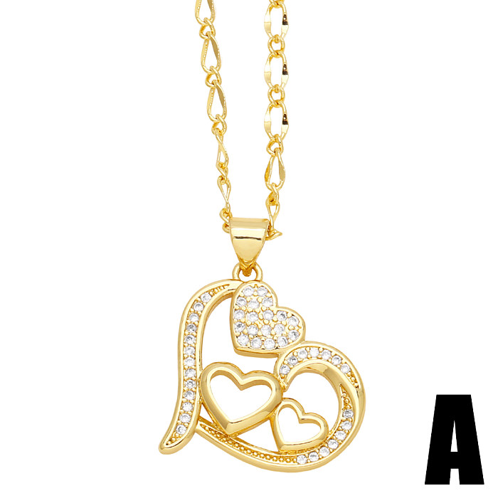 Simple Style Pentagram Heart Shape Butterfly Copper Plating Inlay Zircon 18K Gold Plated Pendant Necklace