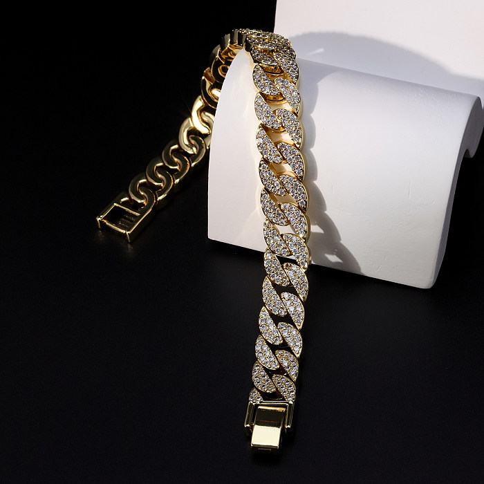 Fashion Geometric Copper Bracelets Gold Plated Zircon Copper Bracelets 1 Piece