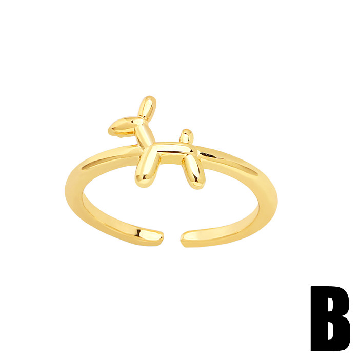 Estilo simples cão pássaro cobre banhado a ouro zircão anel aberto 1 peça