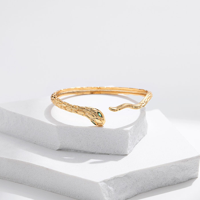 Classic Style Snake Copper Plating 18K Gold Plated Bangle