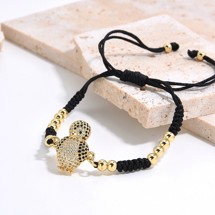 Retro Simple Style Bird Rope Copper Plating Inlay Zircon Gold Plated Bracelets
