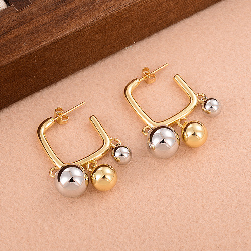1 Pair Simple Style Round Plating Three-dimensional Copper 18K Gold Plated Drop Earrings