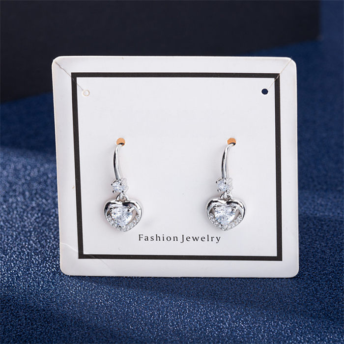 Sweet Heart Shape Copper Inlay Earrings 1 Pair