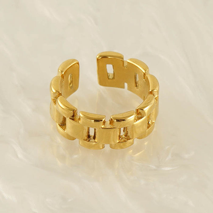 Punk Simple Style Solid Color Stainless Steel Plating 18K Gold Plated Wide Band Ring Open Ring