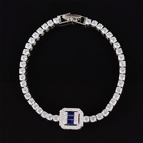 Fashion Square Copper Inlay Artificial Diamond Bracelets 1 Piece