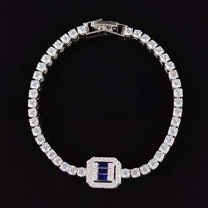 Modische quadratische Kupfer-Inlay-Armbänder mit künstlichem Diamant, 1 Stück