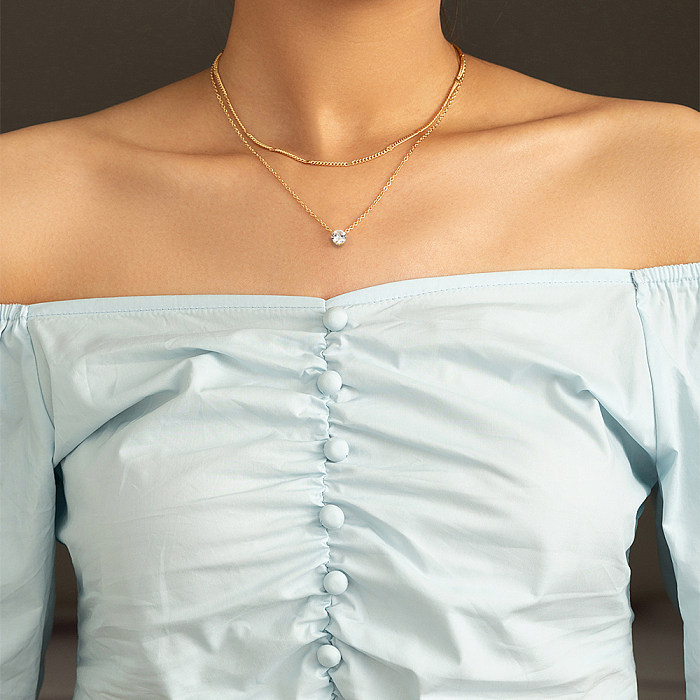 Mehrschichtige Halsketten mit Stern-Mond-Kupferbeschichtung im klassischen Stil, 1 Stück