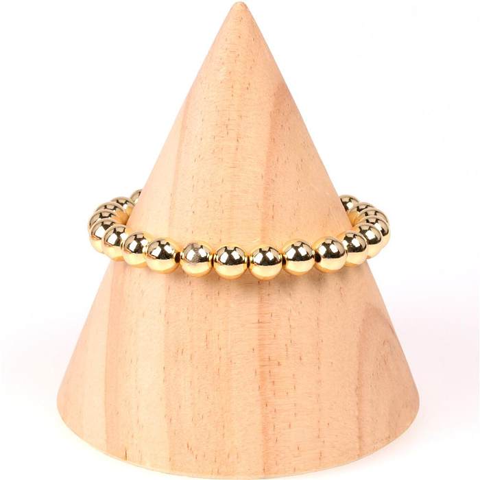 Novo popular frisado estiramento pulseiras cor preservação chapeamento 8mm cobre grânulo pulseira atacado