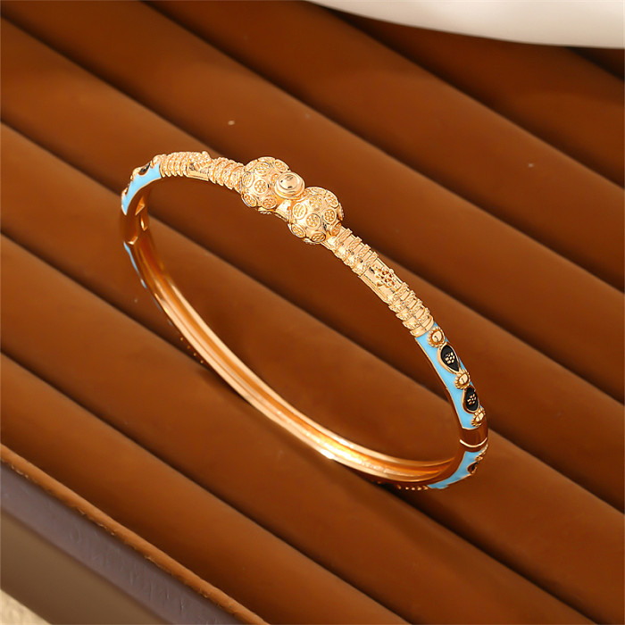 Casual elegante estilo vintage redondo cobre esmaltado banhado a ouro pulseira pulseiras pulseira