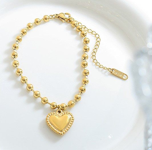 Collier de bracelets en acier titane en forme de coeur de style simple 1 pièce