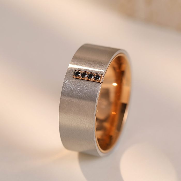 Wholesale Casual Solid Color Stainless Steel Plating Inlay Rose Gold Plated Zircon Rings