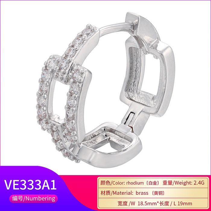 Fashion Colored Diamond Chain Earrings Rectangular Copper Jewelry Accessories