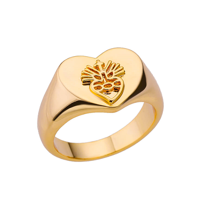Wholesale Simple Style Heart Shape Stainless Steel Plating 18K Gold Plated Rings