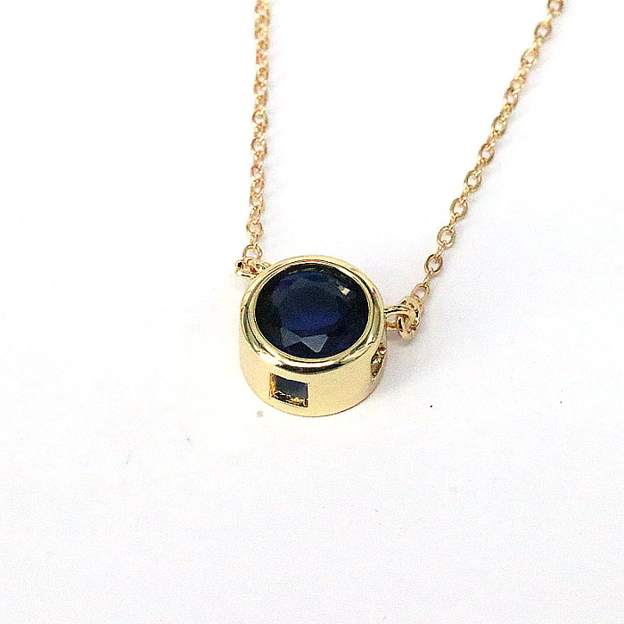 Hip-Hop Classic Style Round Copper Gold Plated Zircon Pendant Necklace In Bulk