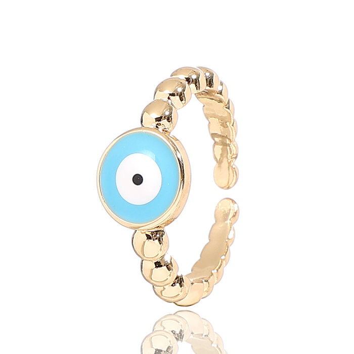 Fashion Devil'S Eye Copper Open Ring Plating Chain Copper Rings