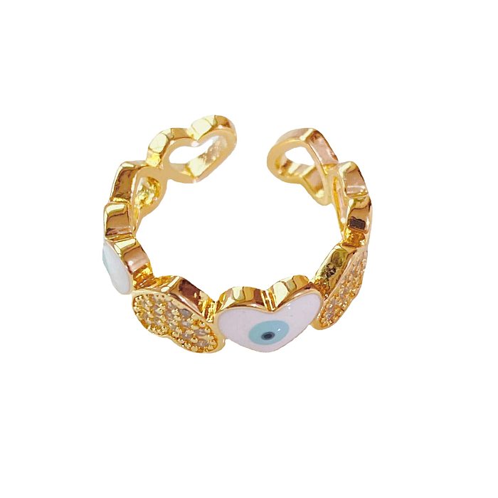 Fashion Trend Ring 18k Gold-plated Oil Drop Diamonds Heart-shaped Eyes Open Ring