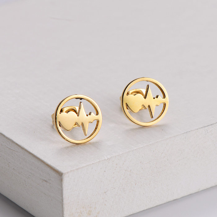 Emballage indépendant européen et américain, tendance dorée, pendentif de costume géométrique, boucles d'oreilles en acier titane, collier