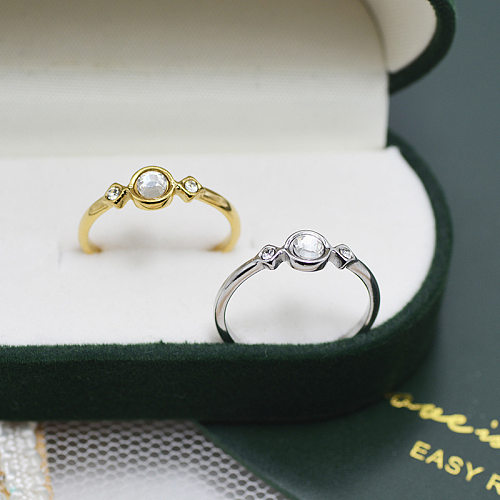 Anel de aço de titânio cravejado de zircão da moda joias de anel de zircão