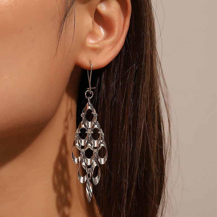 Boucles d'oreilles pendantes ajourées en cuivre paon de Style Simple, 1 paire