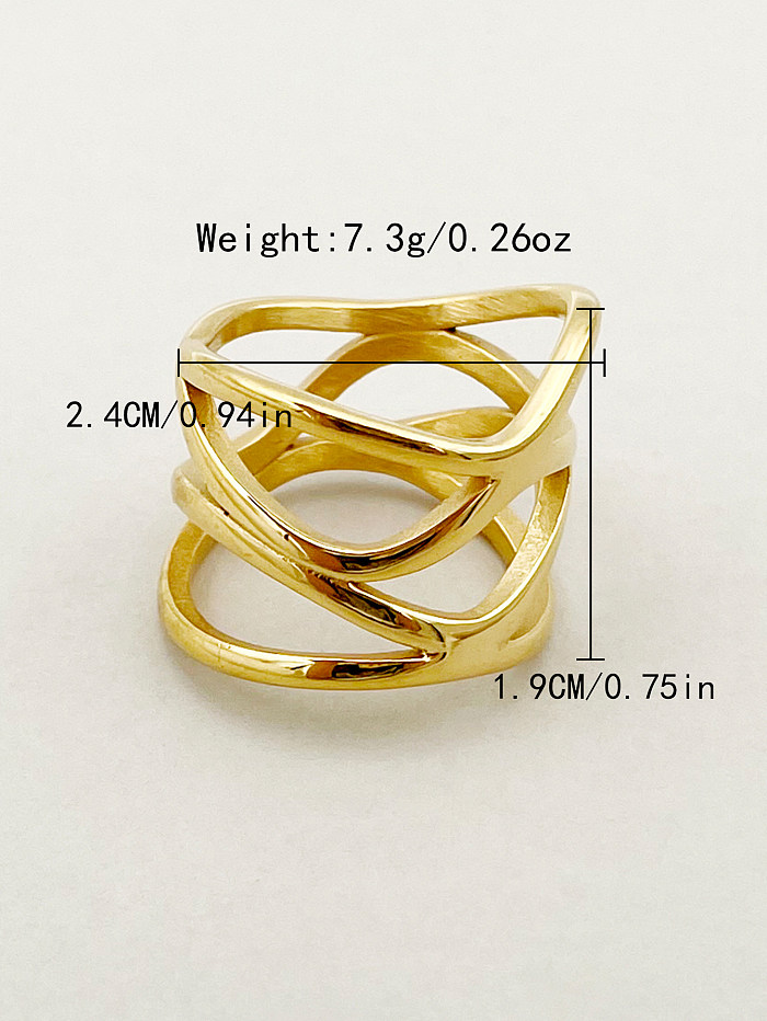 El color sólido cruzado del estilo simple casual alinea los anillos plateados oro del acero inoxidable a granel