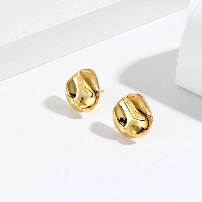 1 Pair Simple Style Irregular Solid Color Plating Copper Ear Studs