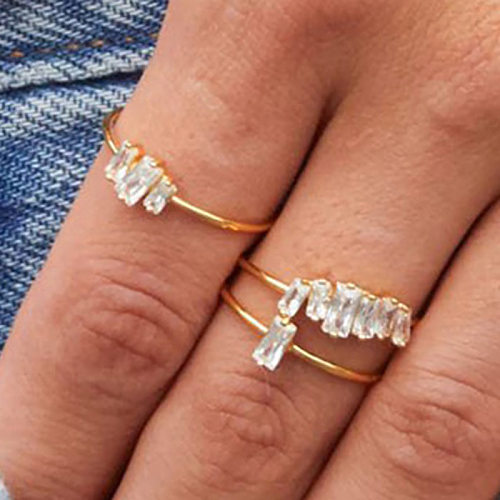 Fashion Geometric Copper Inlay Zircon Rings 1 Piece