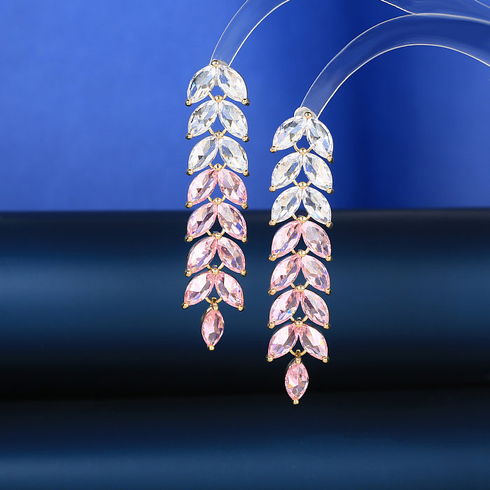 1 Pair Simple Style Water Droplets Copper Inlay Zircon Earrings