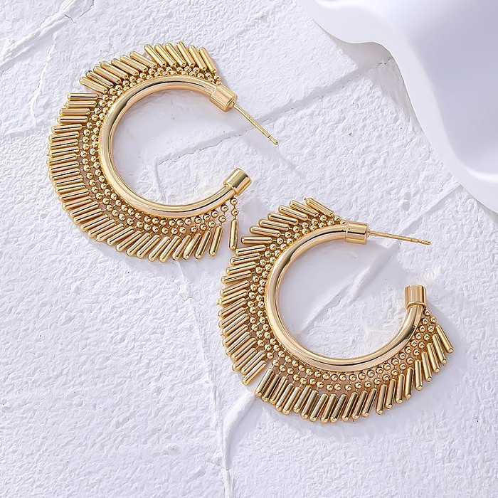 1 paire décontracté Style Simple Streetwear géométrique ovale pétale gland incrustation de cuivre Zircon boucles d'oreilles