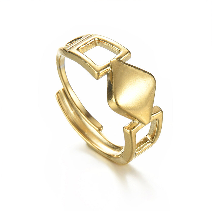 Simple Style Solid Color Stainless Steel Plating 14K Gold Plated Open Rings